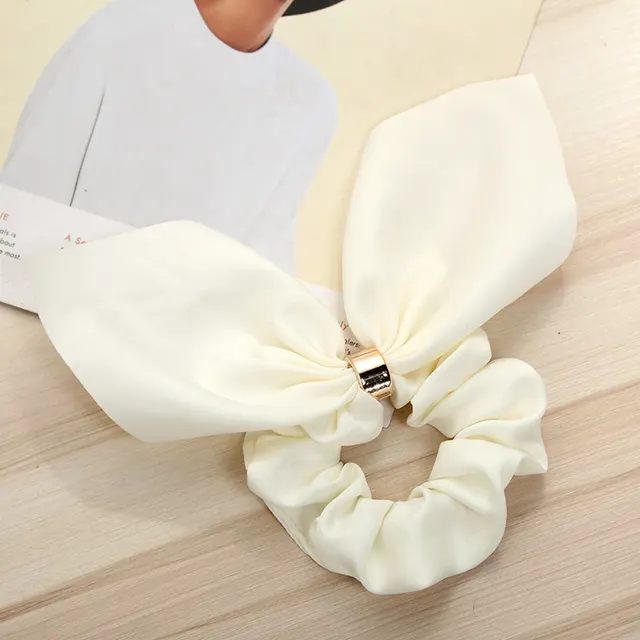 Bowknot Hair Tie Creative Metal Buckle Hair Rope Fabric Hair Accessories White - Shop at LoveMi