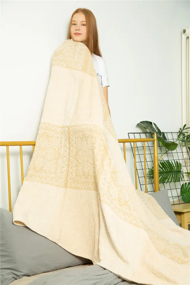 Blanket Sofa Blanket Fleece Blanket Plush Leisure Blanket Literary Cover Blanket Off White - Shop at LoveMi