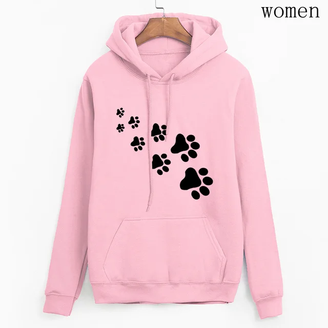 Kawaii Cat Paws Print Women Hoodie Pink - Shop at LoveMi