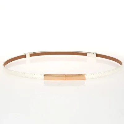 Ladies Simple And Versatile Leather Fashion Thin Belt White - Shop at LoveMi