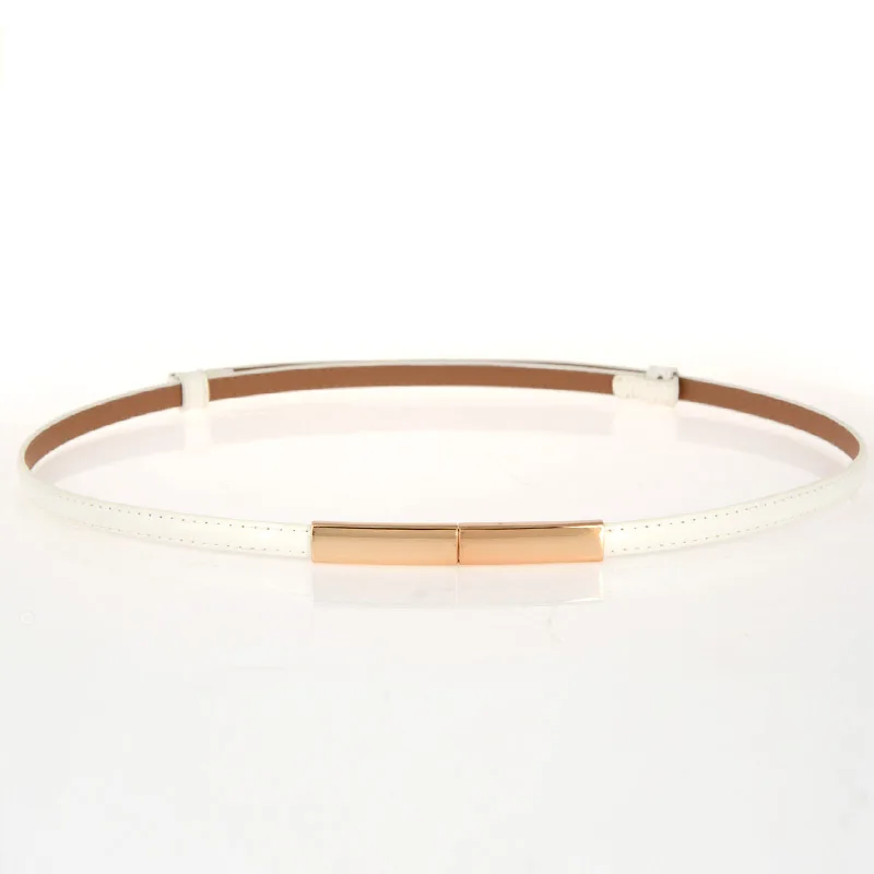 Ladies Simple And Versatile Leather Fashion Thin Belt - White