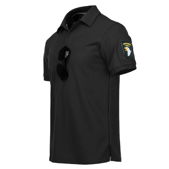 Stretch Polo Shirt Physical Training Security Commuter Short Sleeves Black - Shop at LoveMi