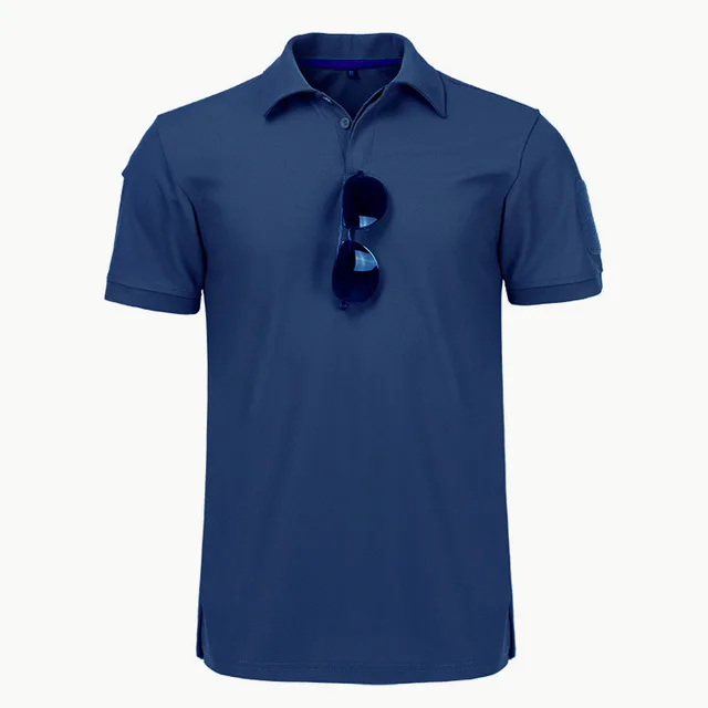 Stretch Polo Shirt Physical Training Security Commuter Short Sleeves Blue - Shop at LoveMi