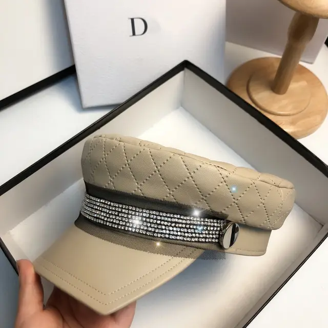 Navy Hat Newsboy Hat European And American Simple Concave Shape Personality Cap Beige - Shop at LoveMi