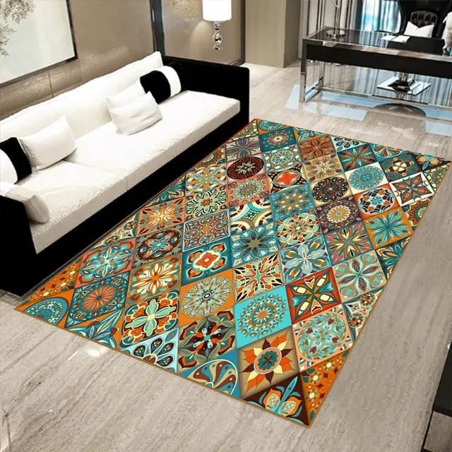 Retro Nordic Ethnic Style Mosaic Geometric Pattern Living Room - Shop at LoveMi