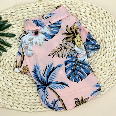 Hawaiian Teddy Small Dog Dog Shirt Cloth Cat Clothes Pink - Shop at LoveMi