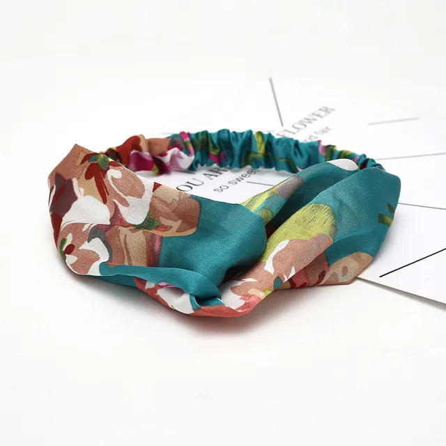 Cross Elastic Headband Chiffon Silk Headband Green - Shop at LoveMi