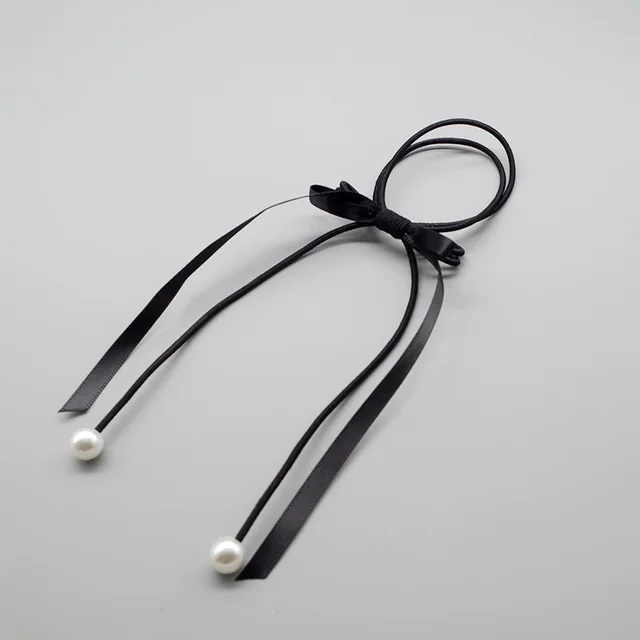 Pearl Hair Rope High Elasticity Tie Hair Knotted Rubber Band Black - Shop at LoveMi