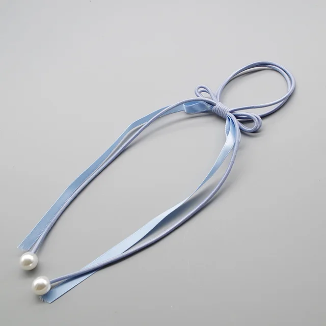 Pearl Hair Rope High Elasticity Tie Hair Knotted Rubber Band Blue Gray - Shop at LoveMi