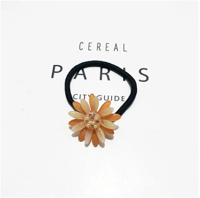 All match Flower Rubber Band Sun Flower Head Rope Hair Accessory Orange - Shop at LoveMi