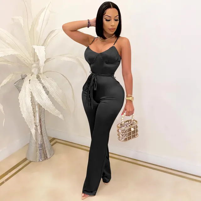 New Sexy Jumpsuits Straight Trousers Recreational Temperamen Black - Shop at LoveMi