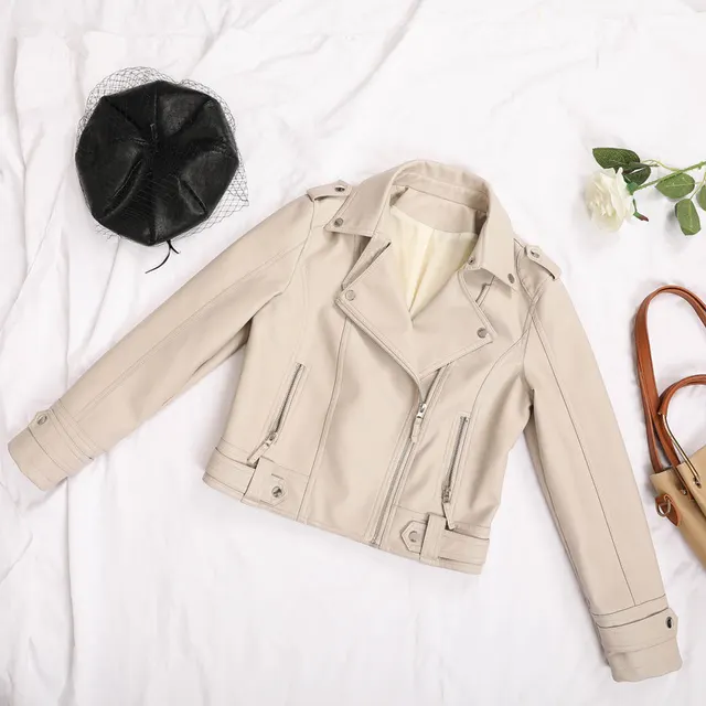 Korean Slim Leather Jacket Off White - Shop at LoveMi