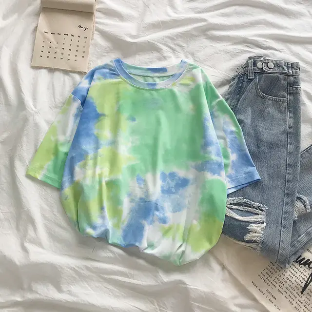 Fashion Loose Tie Dye Short Sleeved T Shirt Women - Shop at LoveMi