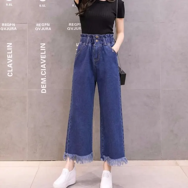 Women's Elastic Waist Loose And Slim Pants Navy Blue - Shop at LoveMi