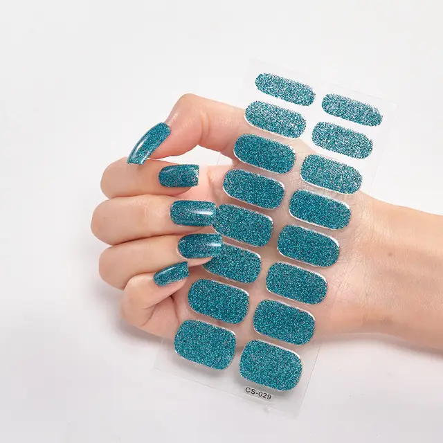 Scallion Powder Nail Stickers Solid Color Sequined Nail Stickers - Shop at LoveMi