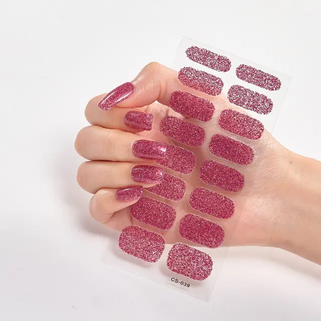 Scallion Powder Nail Stickers Solid Color Sequined Nail Stickers H - Shop at LoveMi