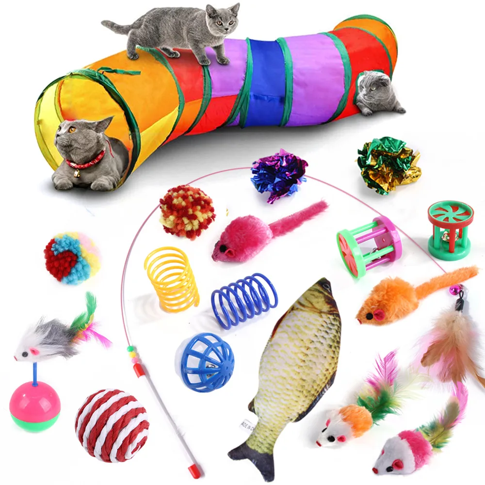 Collapsible Cat Channel Rolling Floor Dragon Colour Cylinder Pet Toy Rainbow Cat Tunnel - 2 Colour