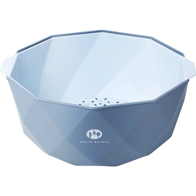 Double Layer Vegetable Sink Plastic Drain Basket Blue - Shop at LoveMi