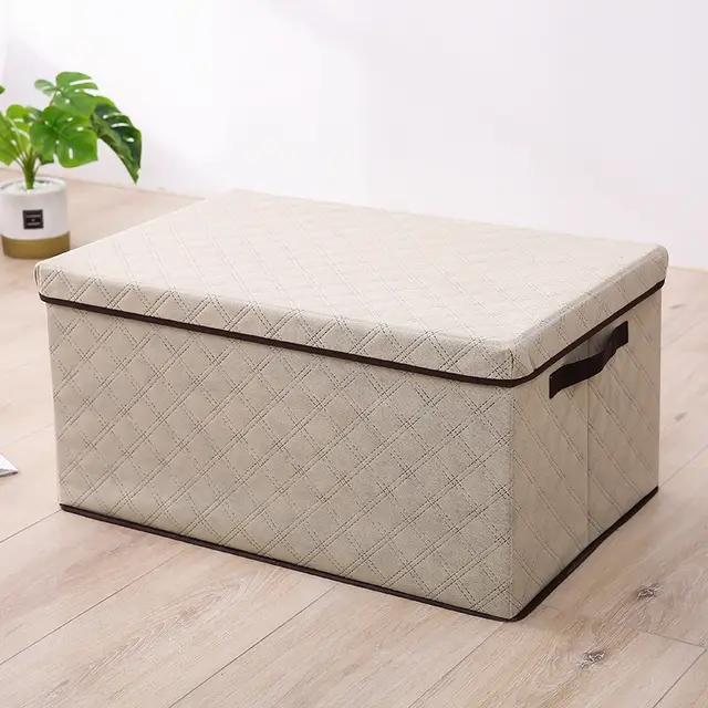 Thickened Non woven Diamond Lattice Portable Quilt Storage Bag Beige - Shop at LoveMi