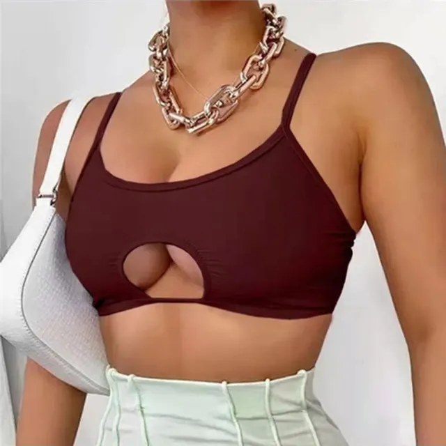 tight fitting hollow short vest Wine Red - Shop at LoveMi