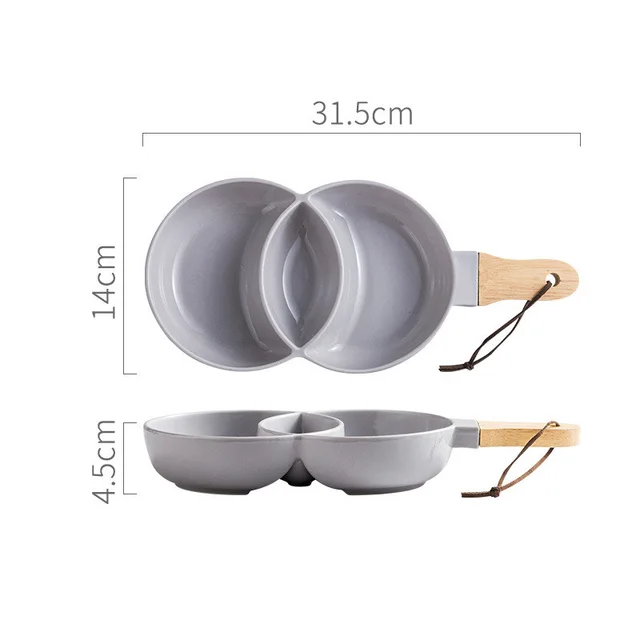 Nordic Creative Ceramic Grid Plate Snack Plate Light Grey - Shop at LoveMi