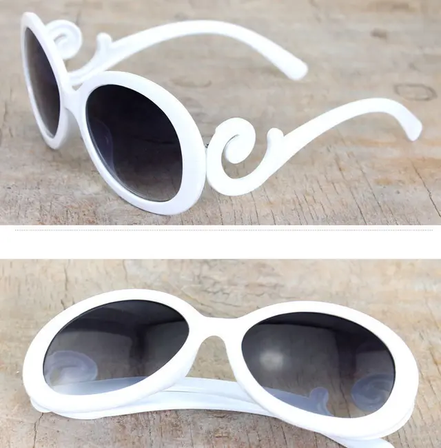 Butterfly Wing Baroque Catwalk European And American Round Glasses Sunglasses White - Shop at LoveMi