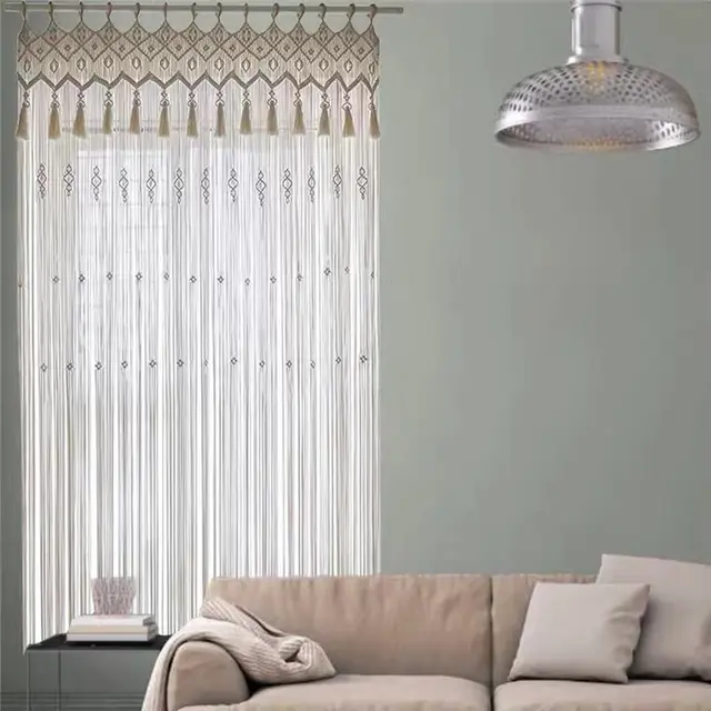 Bohemian Hand Woven Tapestry Curtain Partition Bohemian Wedding Background Hanging Curtain Curtain Decoration Beige - Shop at LoveMi