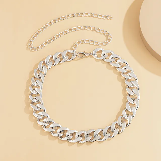 Punk Hip Hop Exaggerated Single Layer Thick Chain Body Chain Silver - Shop at LoveMi