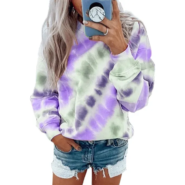 Street Style Round Neck Pullover Sweater Women Purple - Shop at LoveMi