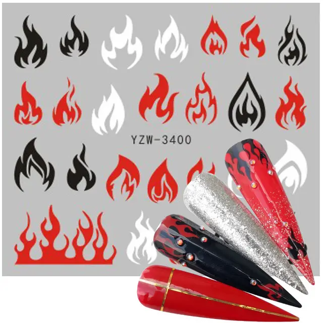 Geometric Line Smiley Cactus Cute Nail Art Sticker J - Shop at LoveMi