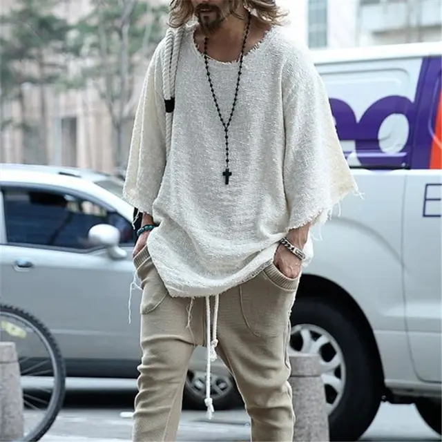 Long Sleeved Solid Color Top Trendy Loose T Shirt Beige - Shop at LoveMi