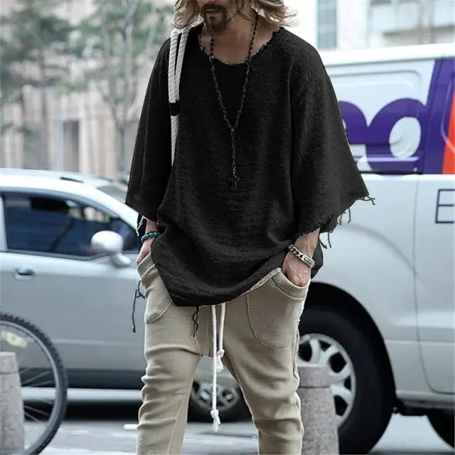 Long Sleeved Solid Color Top Trendy Loose T Shirt Black - Shop at LoveMi