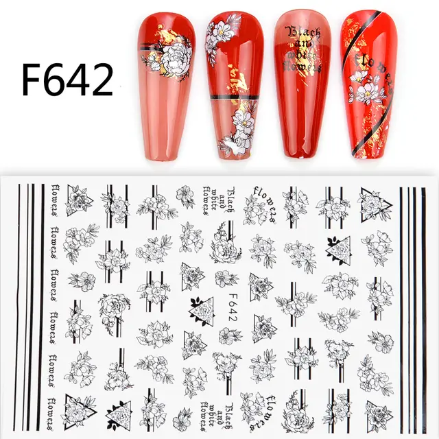 Black And White 3D Animal Love Letter Butterfly Strap Glue Nail Sticker F642 - Shop at LoveMi