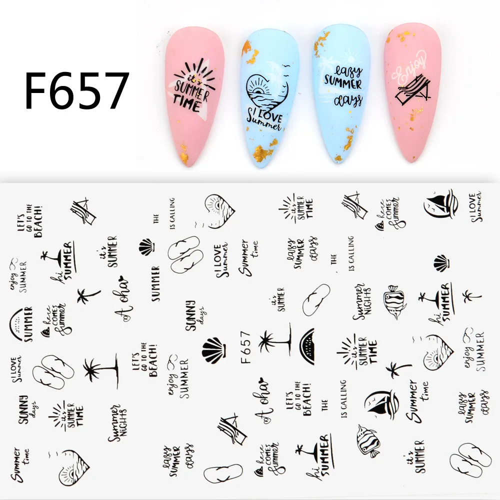 Black And White 3D Animal Love Letter Butterfly Strap Glue Nail Sticker - F657