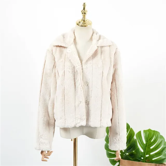 Loose Striped Short Coat In Imitation Mink Fur Coat - Shop at LoveMi