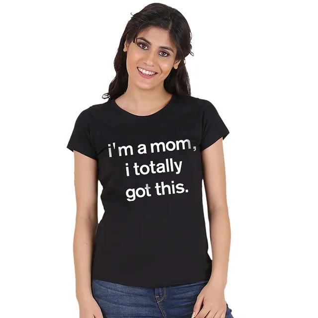 Women's Letter Printing Loose Round Neck New T shirt Short Sleeve Fashion Top Black - Shop at LoveMi
