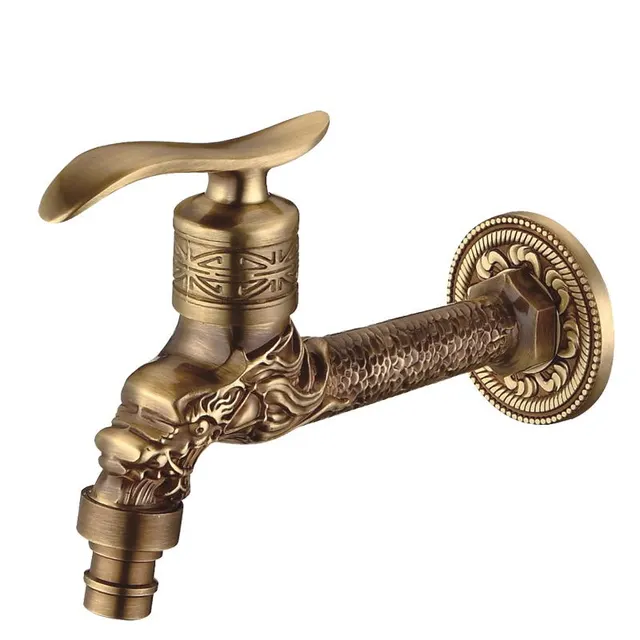 Antique Brass Carved Garden Faucet Faucet Outdoor Washing Machine Decorative Faucet Luxury Toilet Faucet - Shop at LoveMi