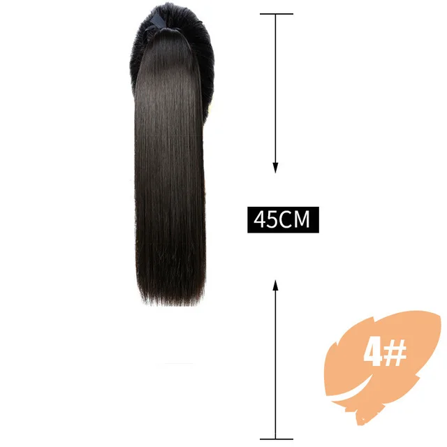 Wig Female Long Hair Ponytail Female Long Straight Hair Extension Piece Simulation Hair Brown Black - Shop at LoveMi