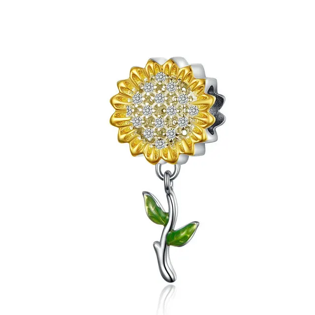 Sterling Silver Charm Pendant Yellow DIY Bracelet Beaded Long Beads Silver - Shop at LoveMi