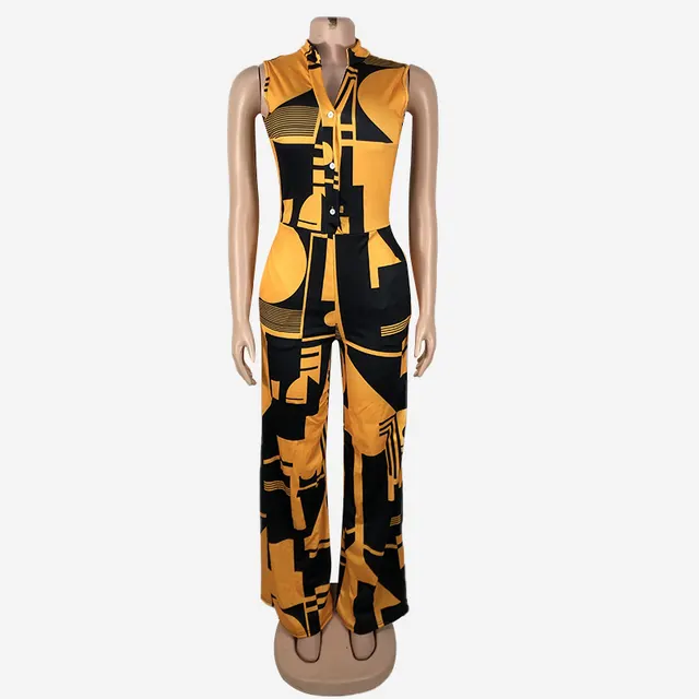New Autumn Dress Long V neck One piece Pants Yellow - Shop at LoveMi