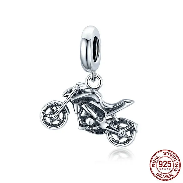 Motorcycle S925 Sterling Silver Pendant Diy Accessories Silver - Shop at LoveMi