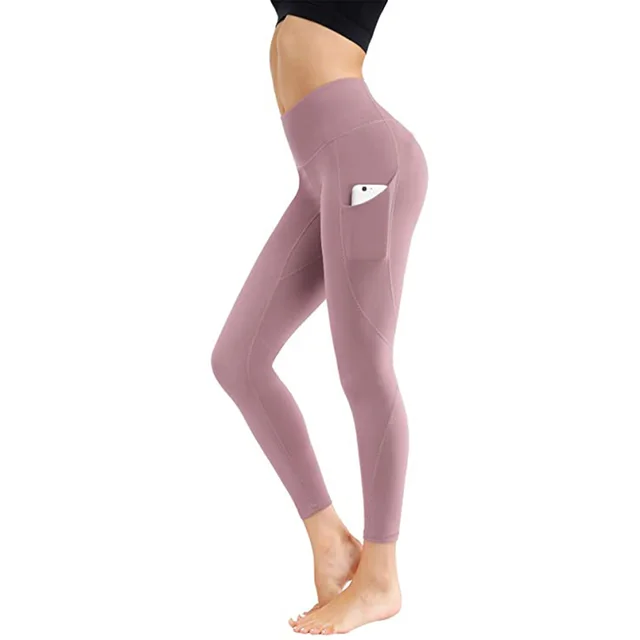 Women Running Fitness Solid Leggings Push Up High Waist Fashion Workout Slim Leggins Purple - Shop at LoveMi