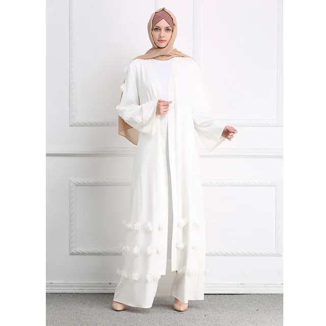 Three dimensional Flower Robe Super Long Mopping Dress White - Shop at LoveMi