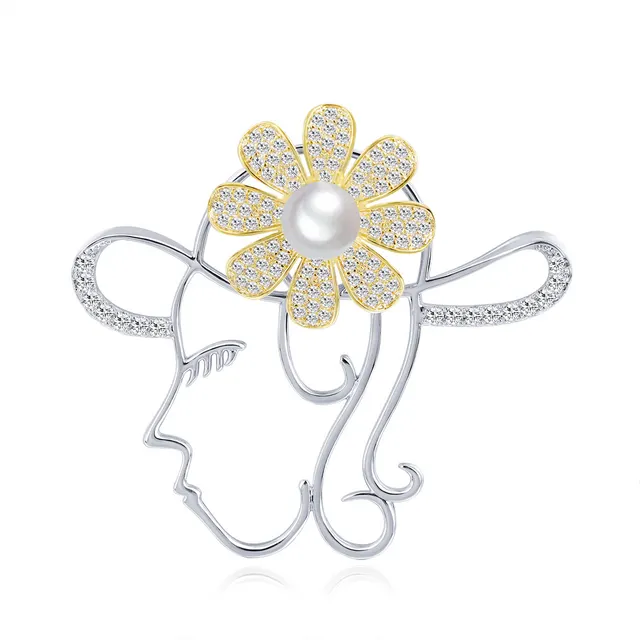 Rotating Portrait Brooch Pin Coat Sweater Accessories Silver - Shop at LoveMi