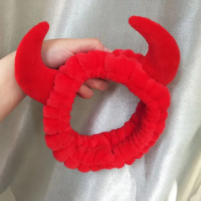 Red Horn Hair Band Wash Face Headband Red - Shop at LoveMi