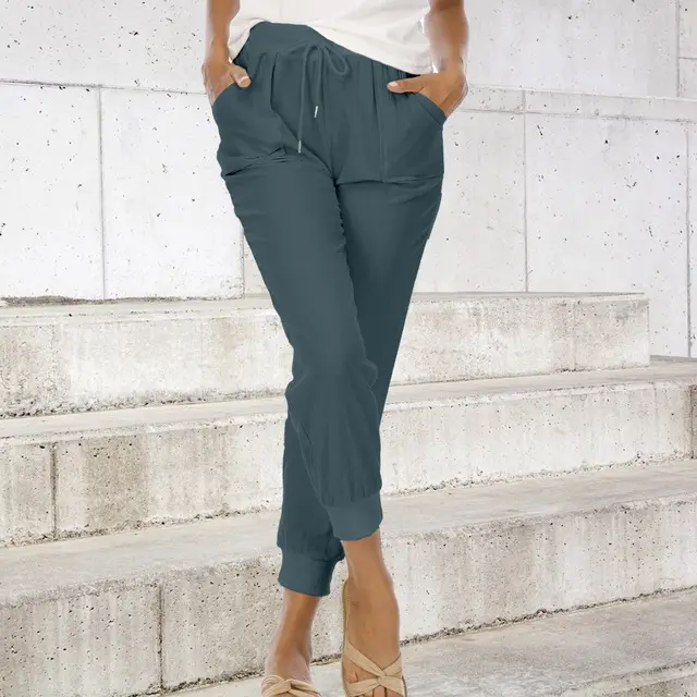 Ladies Bloomers Jogger Simple Casual Pants Green - Shop at LoveMi