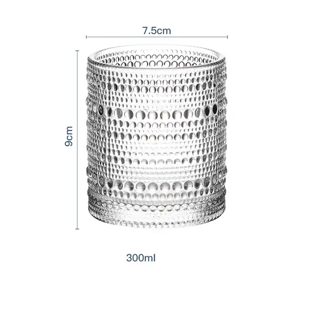 Retro Palace Style Bead Point Cup Glass Classical Embossed Water Cup - Shop at LoveMi