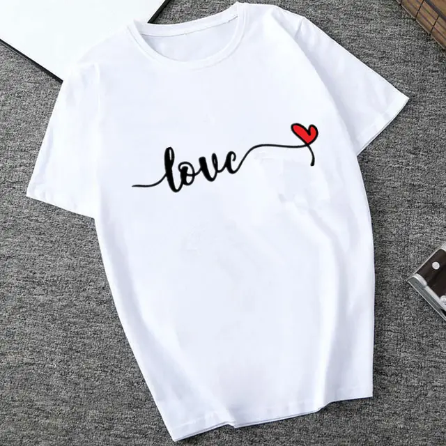 Love Heartbeat Printing Casual Round Neck Pullover T Shirt Bottoming Shirt - Shop at LoveMi