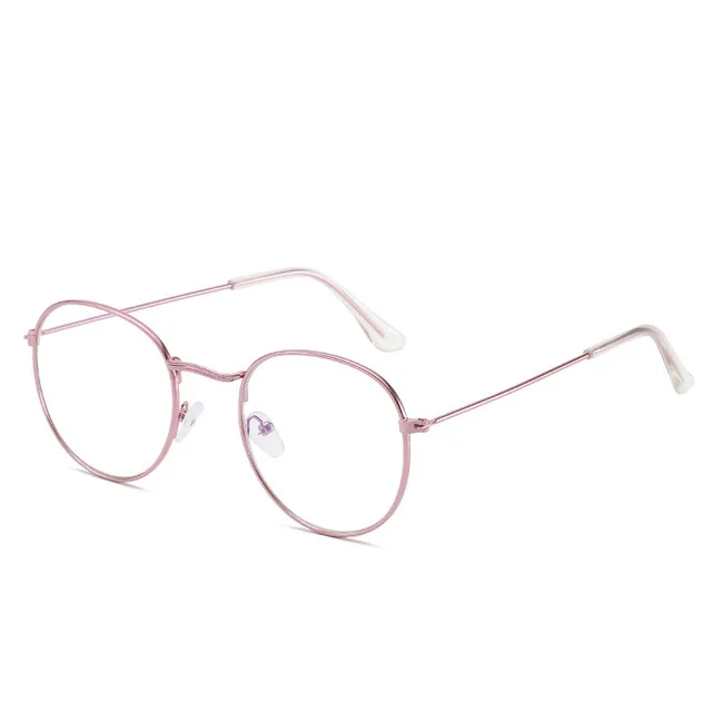 Metal Retro Patterned Glasses Frame Literary Harajuku Round Frame Mirror Purple - Shop at LoveMi