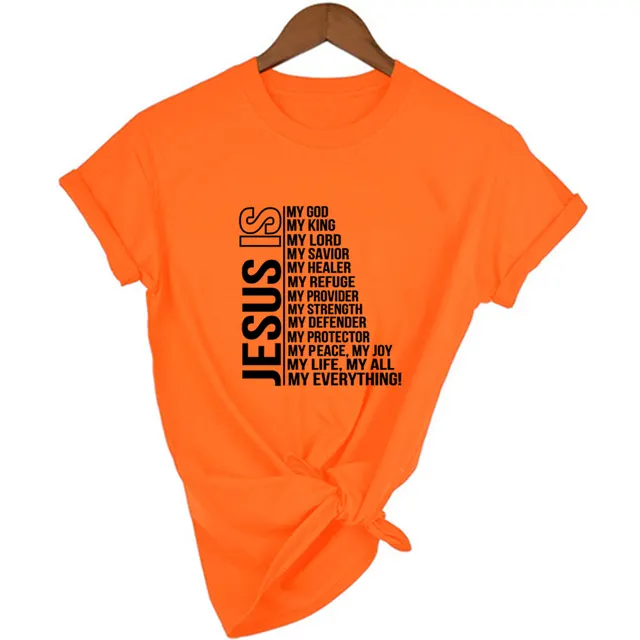Jesus Is My God King Everything Women Vintage Tops tshirts Orange - Shop at LoveMi